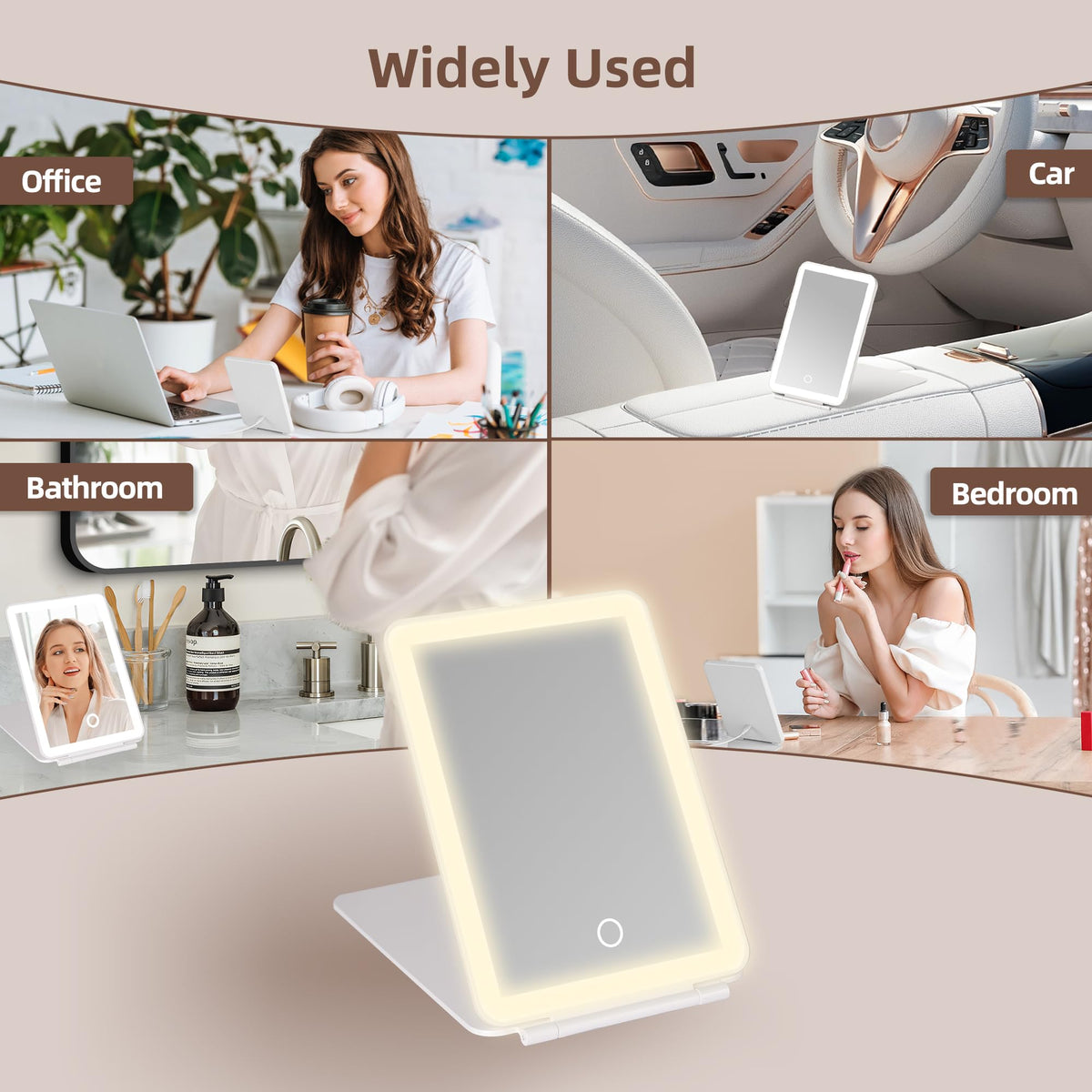 Hansong portable folding mirror with protective cover for on-the-go use.