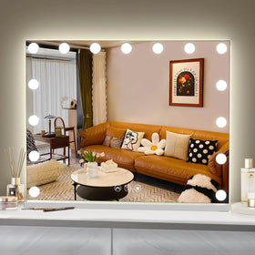 Hansong RGB vanity mirror with 23x18 inch surface for precise makeup application.