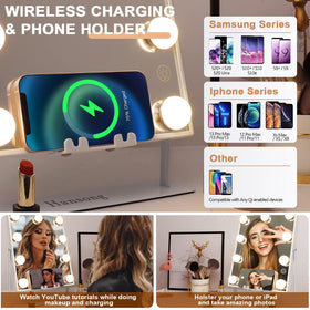 Hansong vanity mirror showing 3-color lighting modes for day to night makeup