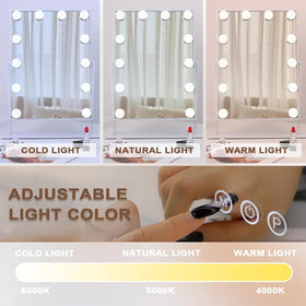 Hansong vanity mirror with 3 color lighting modes for day and night tasks