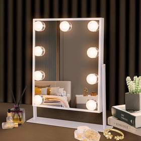 Hansong vanity mirror with 9 LED bulbs for clear makeup lighting.