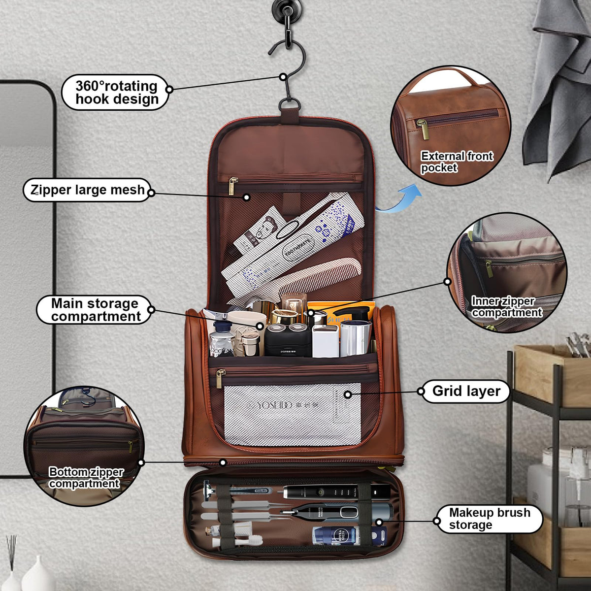 Hanvate bottom waterproof pocket for damp items on the go