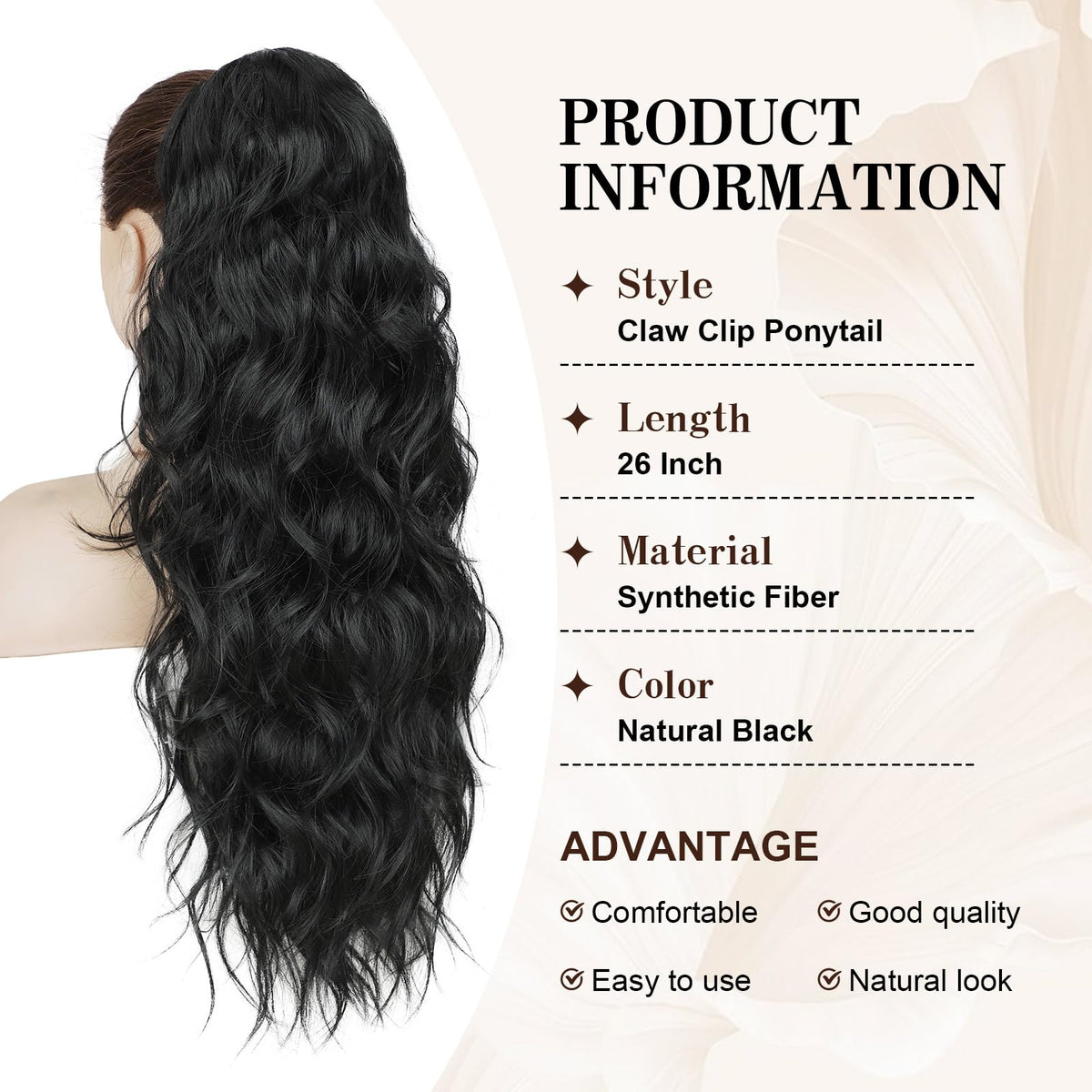 HANYUDIE easy clip-on ponytail for quick styling.