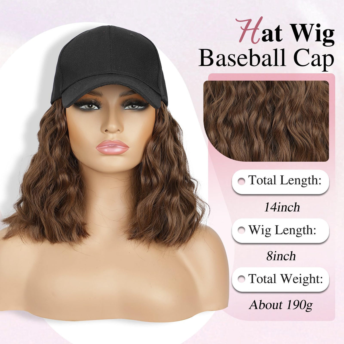 HANYUDIE hat wig demonstrates adjustable buckle for secure all-day fit