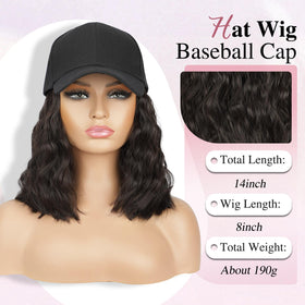 HANYUDIE hat wig featuring curly wave texture provides natural-looking volume with soft, tangle-resistant fibers.