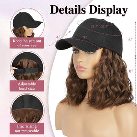 HANYUDIE hat wig close-up shows soft, heat-resistant fibers
