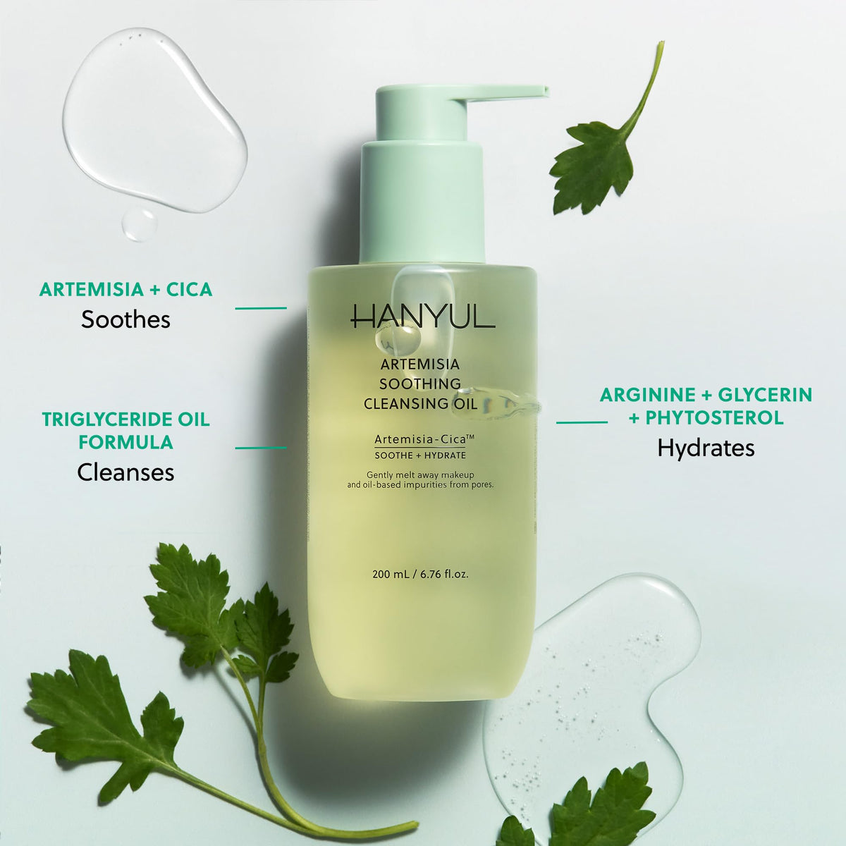 Hanyul Artemisia Cleansing Oil texture showing oil-to-milk transition