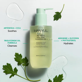 Hanyul Artemisia Cleansing Oil texture showing oil-to-milk transition
