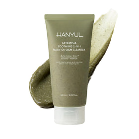 Hanyul Artemisia soothing 2-in-1 mask-foam application for gentle cleansing.