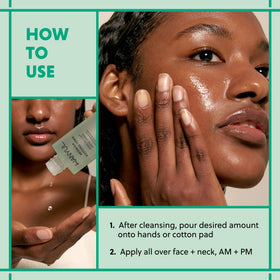 Skincare routine moment with toner as a prep step in the morning or night.