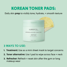 HANYUL Artemisia toner pads close-up texture unveils hydrating essence.
