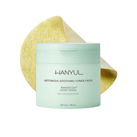 HANYUL Artemisia toner pads green side focus boosts hydration for sensitive skin.