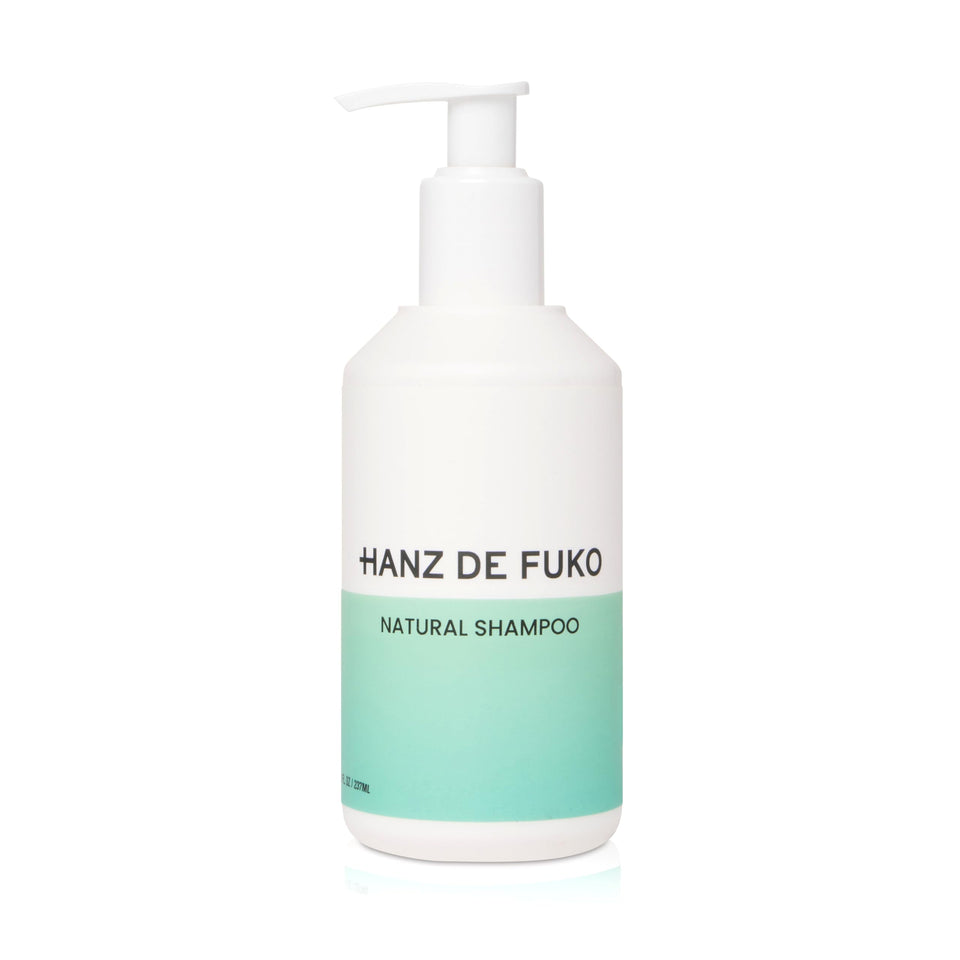 Hanz de Fuko Premium Natural Shampoo bottle front for daily cleansing.