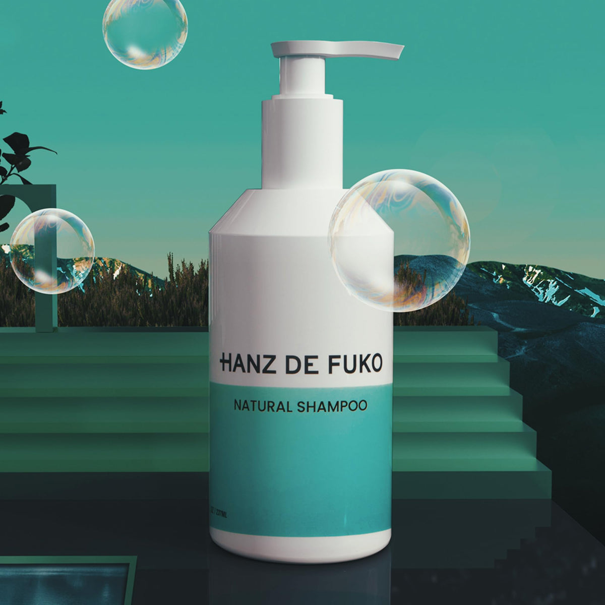 Hanz de Fuko shampoo applied to hair for gentle cleanse.