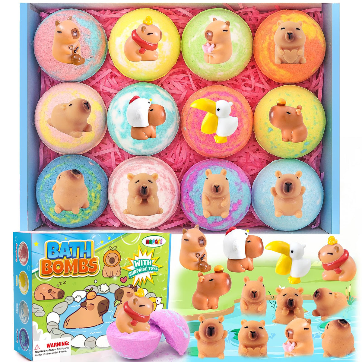 HAPGFS bath bombs reveal a surprise toy during bath time, boosting kids' excitement.