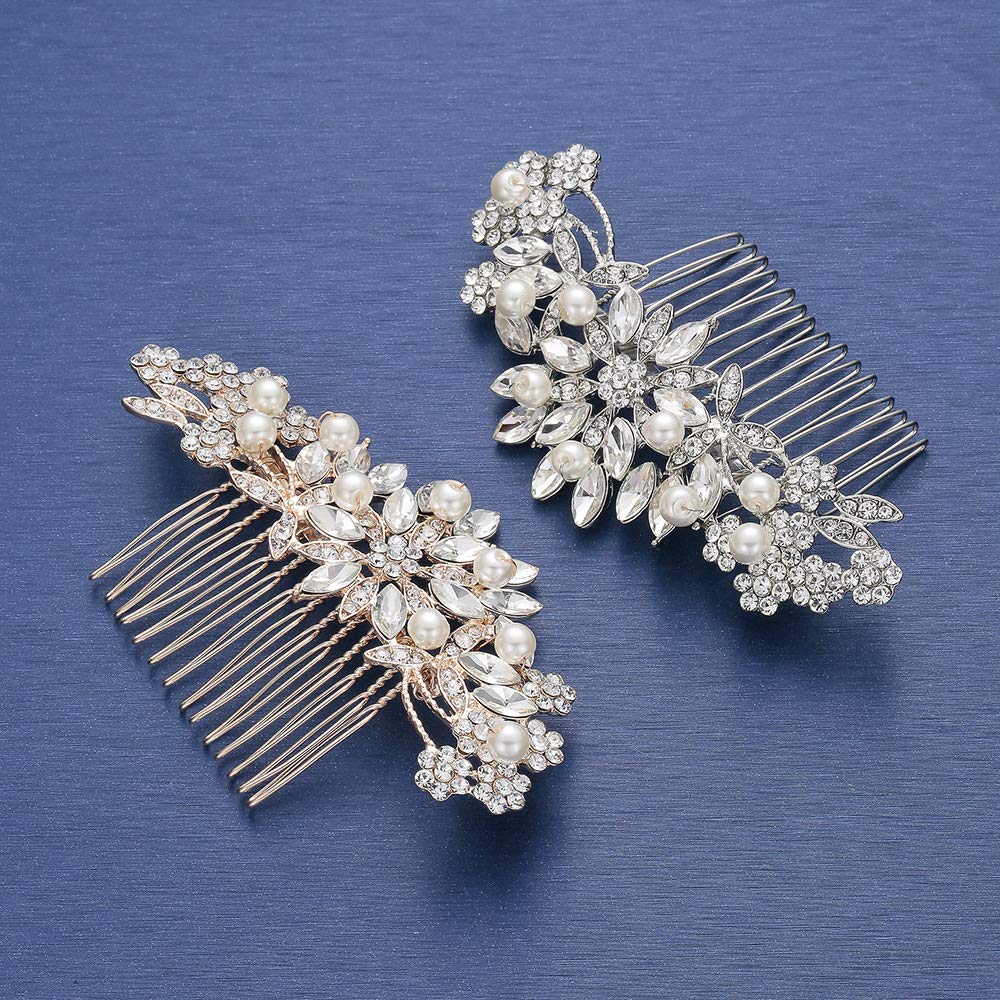 Hapibuy bridal hair comb measures about 4 by 1.5 inches.