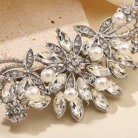 Hapibuy crystal rhinestone pearl hair pin shown in side view secures your style.