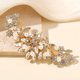 Hapibuy gold wedding hair comb securing elegant hairstyles throughout celebrations.