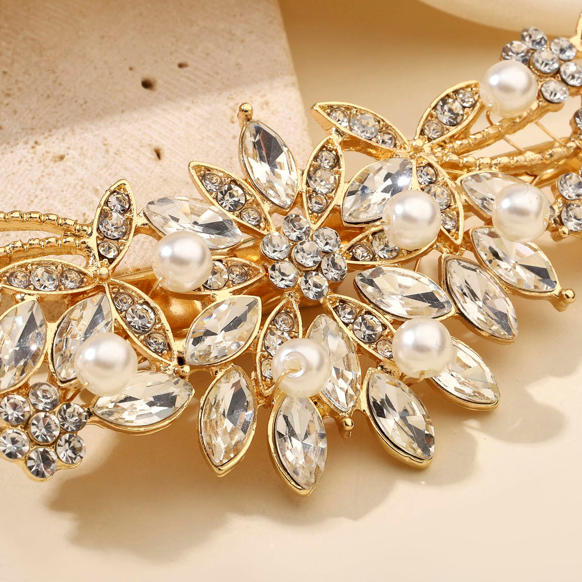 Hapibuy floral motif rhinestone comb complements formal gowns and evening looks.