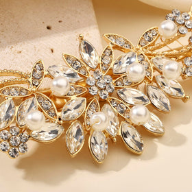 Hapibuy floral motif rhinestone comb complements formal gowns and evening looks.