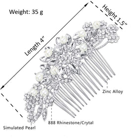Hapibuy gold crystal hair comb in vintage flower-leaf design for formal events.
