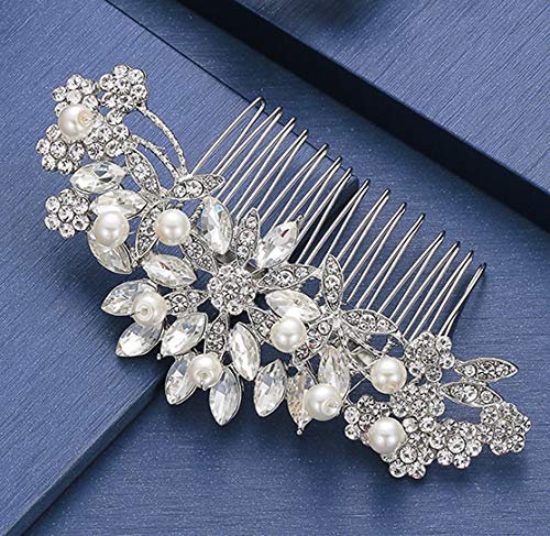Hapibuy rose gold crystal hair clip with pearls suits brides and bridesmaids.