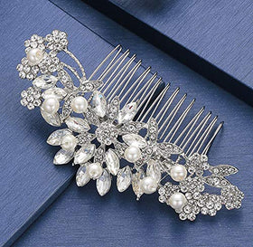 Hapibuy rose gold crystal hair clip with pearls suits brides and bridesmaids.