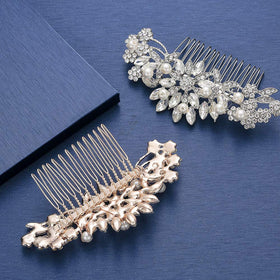 Hapibuy vintage silver flower-leaf embellishment hair clip shines in photos.