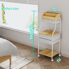 HapiRm floor makeup organizer cart drawer-detailed view showing six compartments and drawers.