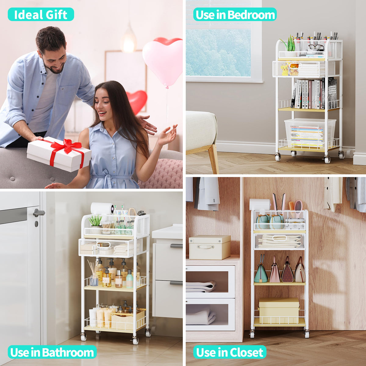 HapiRm 4-tier storage saves space in small bathrooms