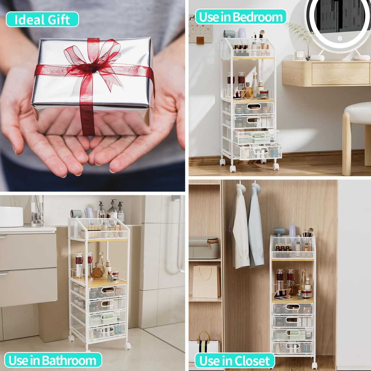 HapiRm vanity organizer ships with easy assembly instructions.