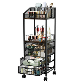 HapiRm makeup organizer top compartments keep brushes and perfumes neatly sorted.