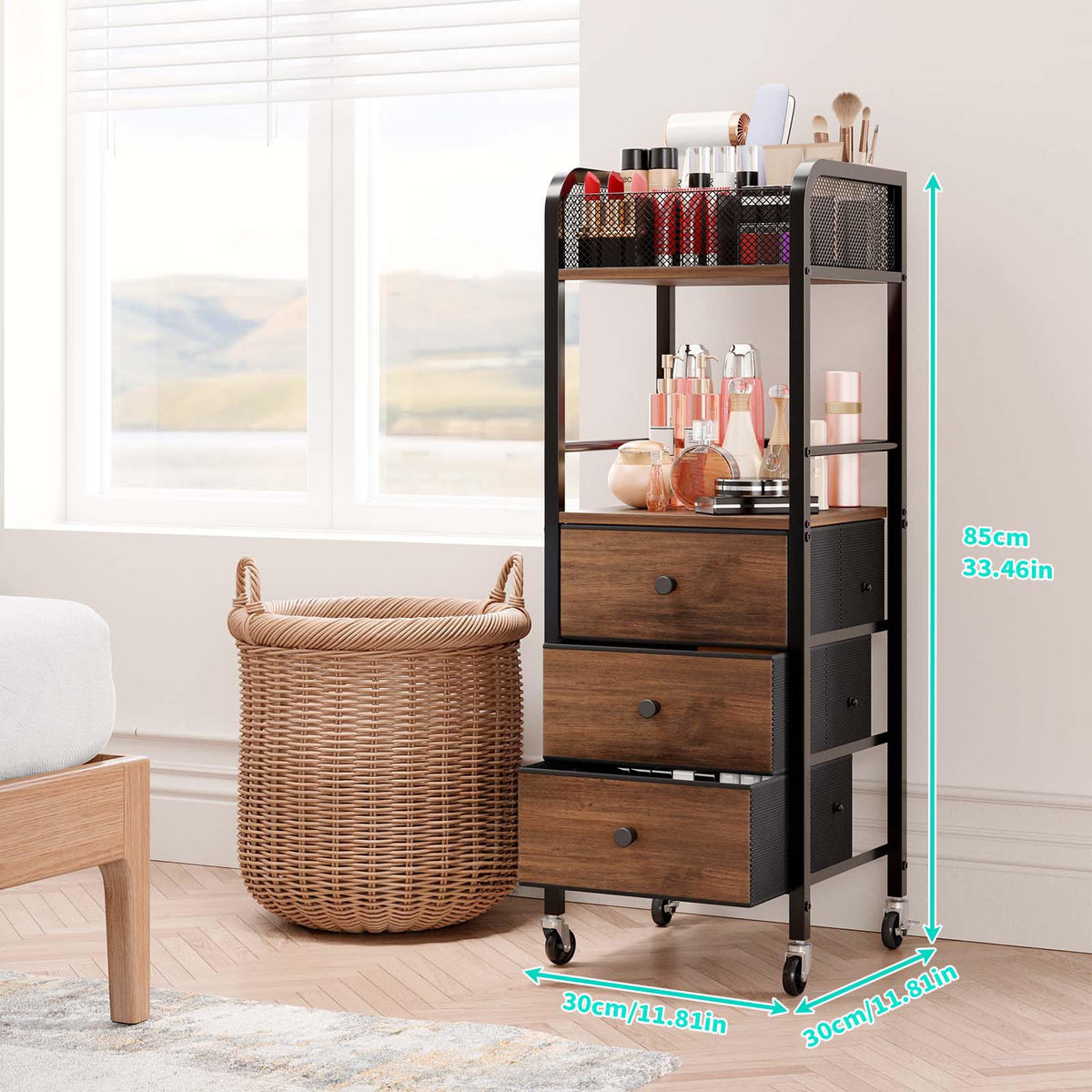 HapiRm black wood finish adds modern style to vanity spaces