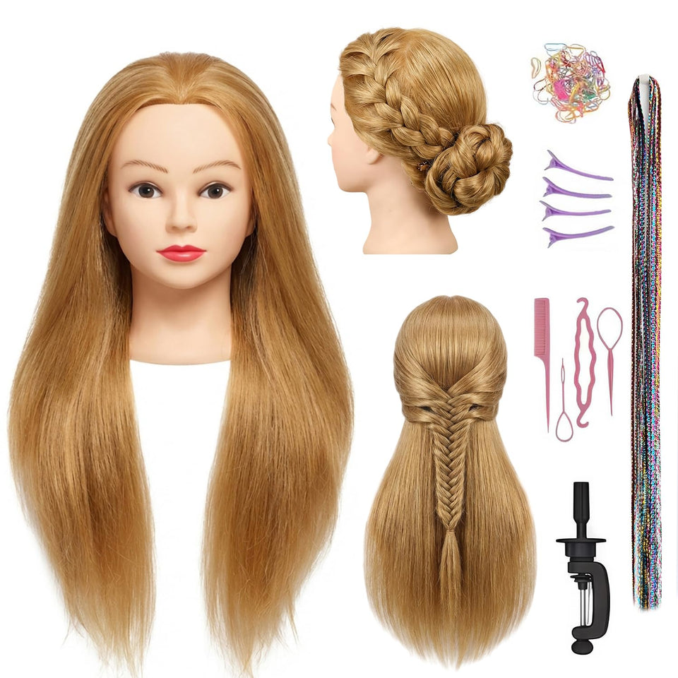 HAPOWELL 80% real hair head with detailed texture for lifelike braiding practice