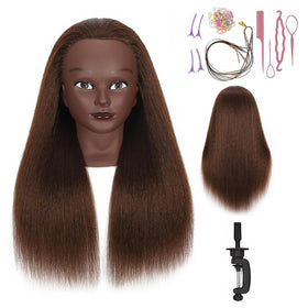 HAPOWELL real hair mannequin head front view for authentic braiding practice