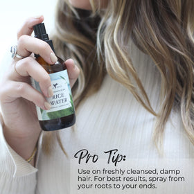 Happi Hummingbyrd hair strands showing detangled, smoother texture after spray.