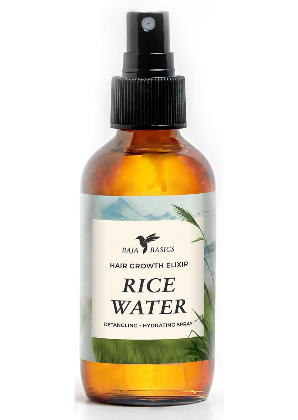 Happi Hummingbyrd rice water spray bottle for nourishing growth and detangling.