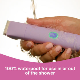 HAPPY CURVES Smoothie bikini trimmer adjustable guards for different hair lengths.