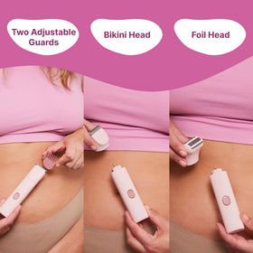 HAPPY CURVES Smoothie bikini trimmer waterproof design for wet or dry use.