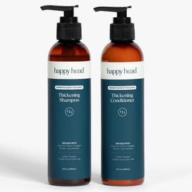 Happy Head shampoo bottle close-up for all hair types.