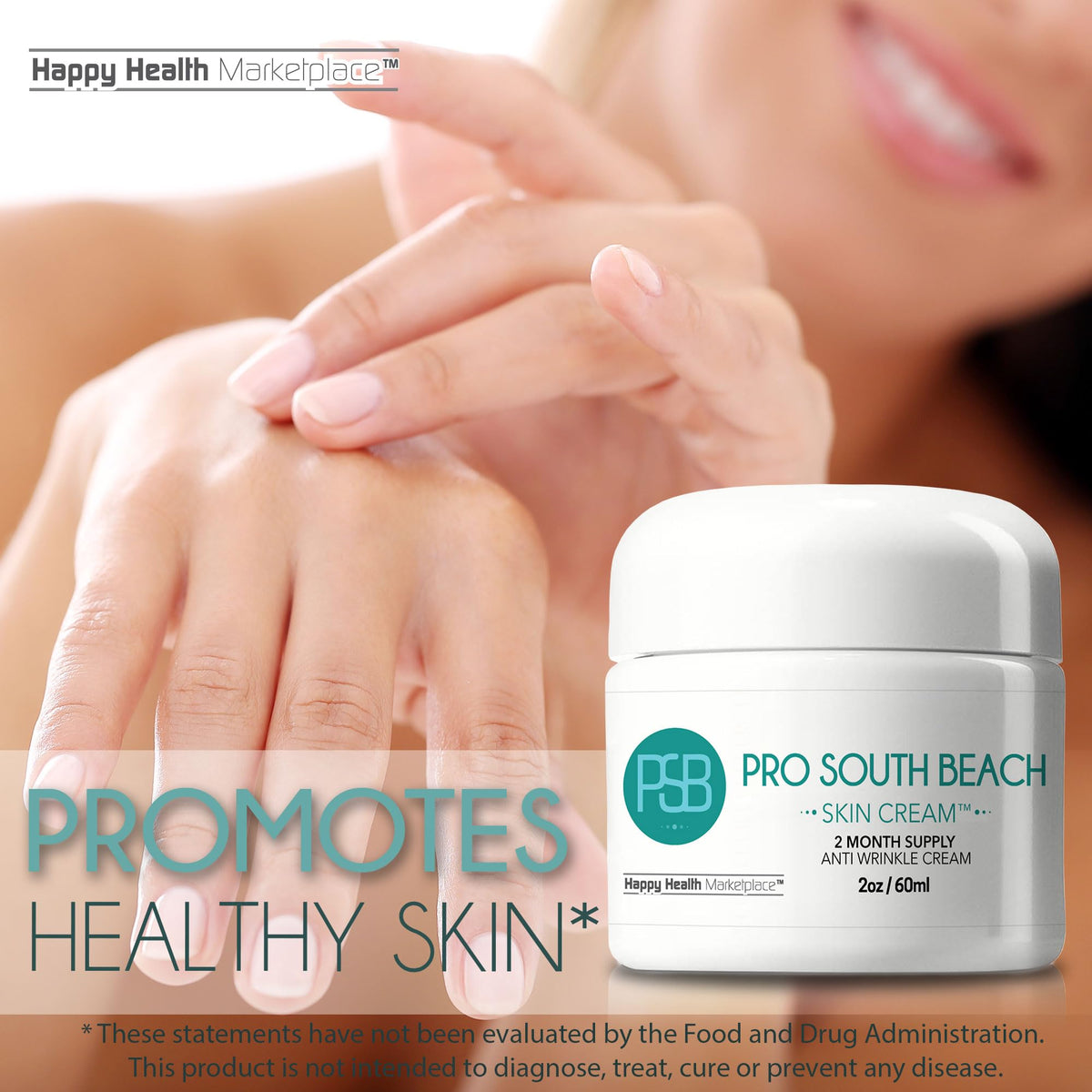 Happy Health Marketplace Pro South Beach Skin Cream tube dispenses premium packaging.