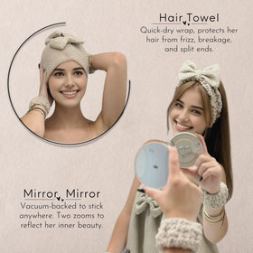 Happy Lolli Power Shower precision magnifying mirrors assist precise makeup checks