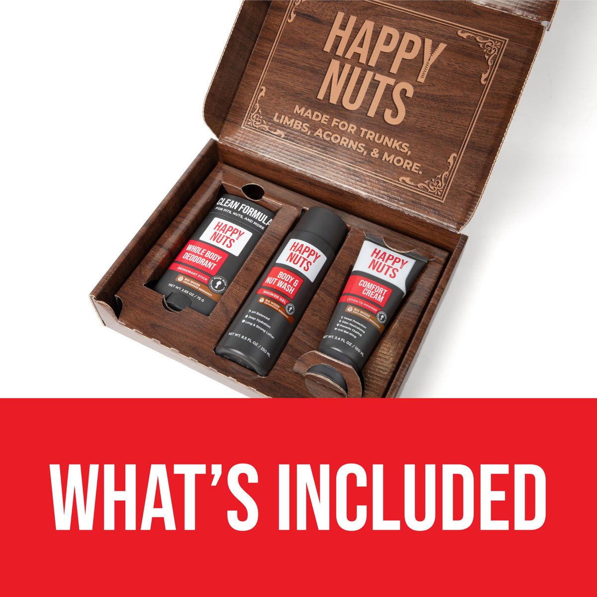 Happy Nuts Moisturizing Body Wash offers refreshing, masculine scent in the shower.
