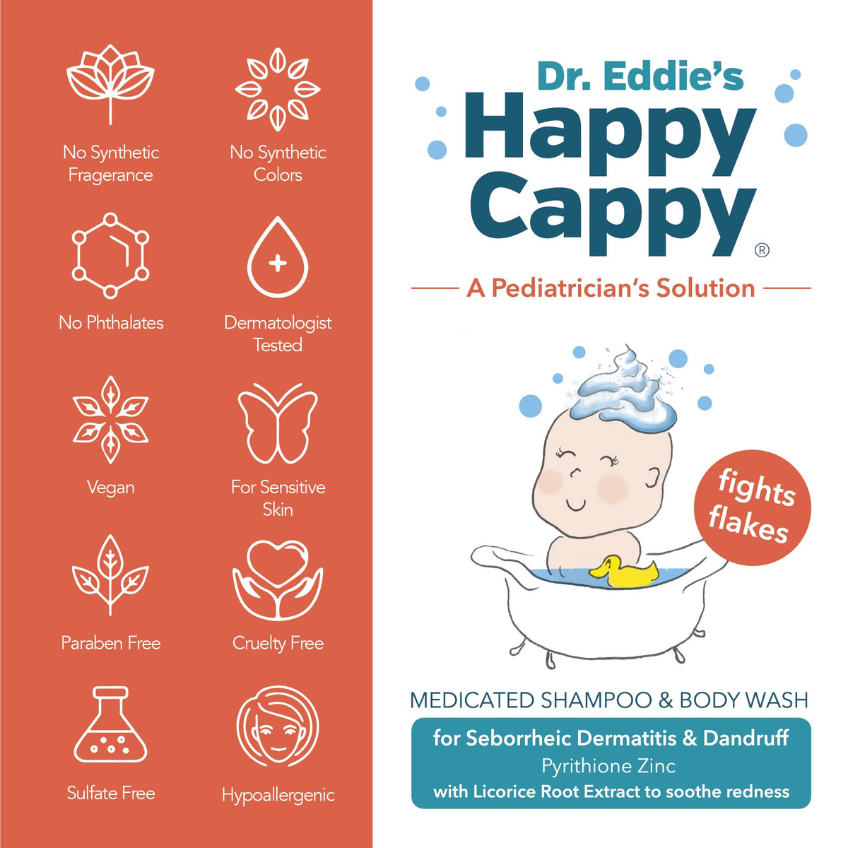 Happy Cappy baby body wash bottle setup for dual-use cleansing of hair and skin.