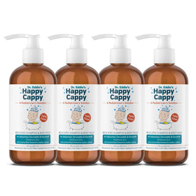 Happy Cappy medicated shampoo bottle front showing fragrance-free pediatric formula for cradle cap.