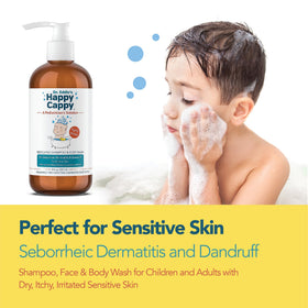 Happy Cappy scalp application image showing gentle massage during bath time.