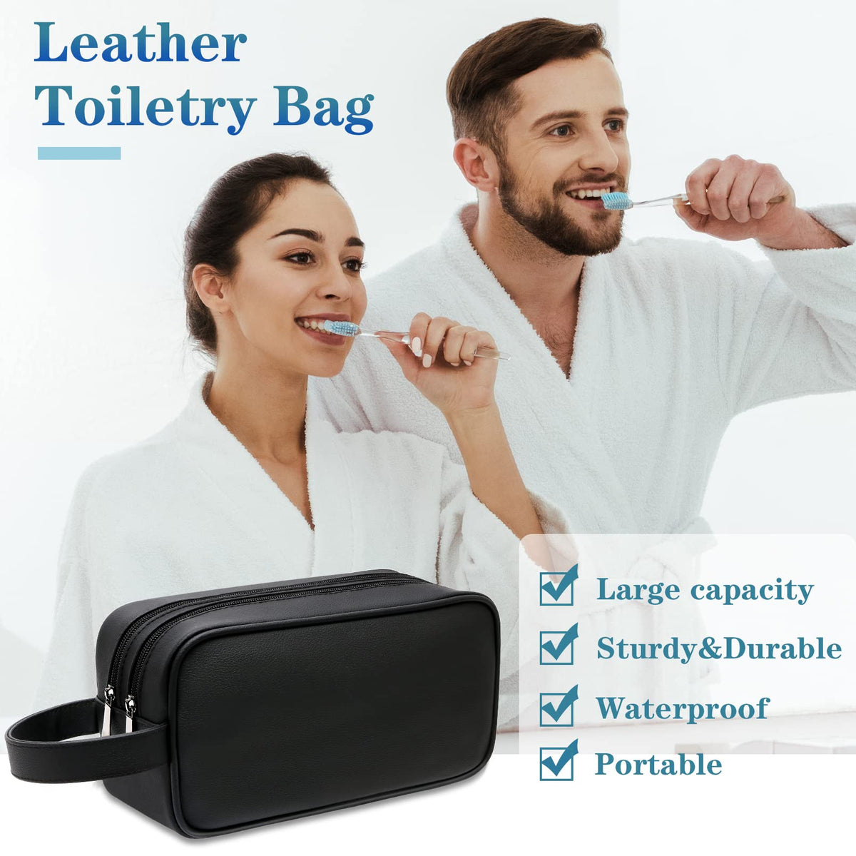 HappyDavid travel toiletry bag with large compartments for organized grooming items