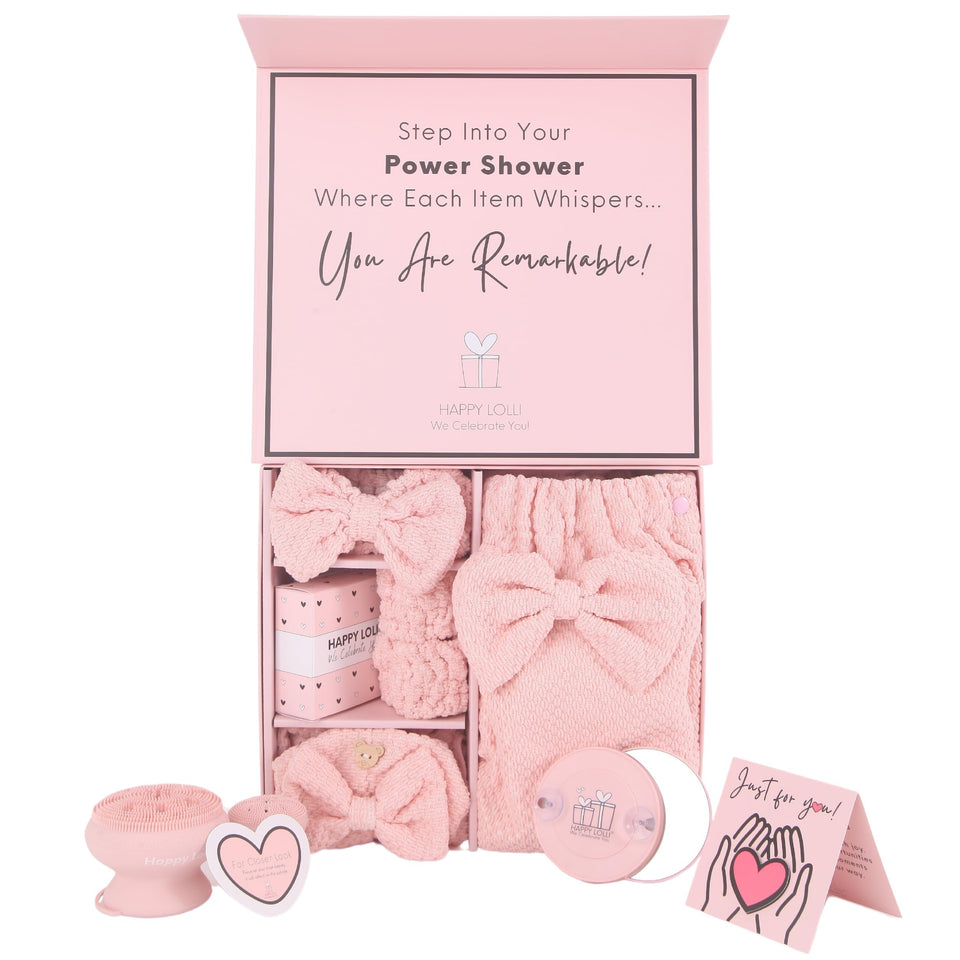 HAPPY LOLLI Power Shower Gift Set body towel for a soft, spa-like post-shower dry.