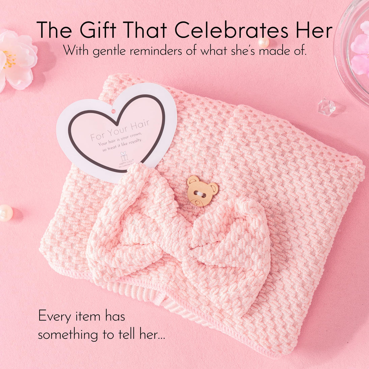 HAPPY LOLLI Power Shower Gift Set pink gift box for effortless gifting.