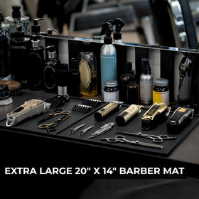 HAPPYPOSH barber mat non-slip texture secure surface during busy cuts.
